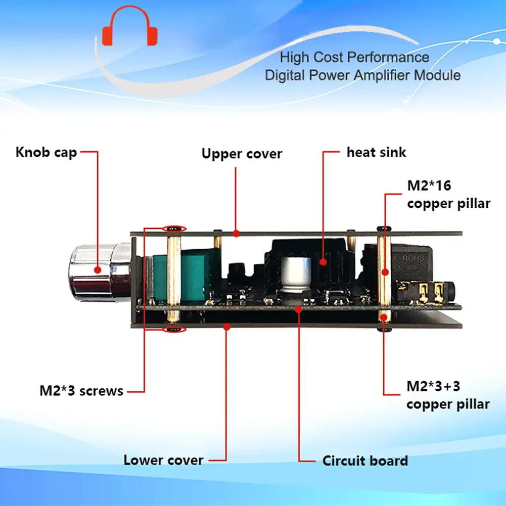 ZK-MT21 50Wx2 Digital Subwoofer Amplifier Board AUX 12V 24V 2.1 Channel Bluetooth-compatible Audio Power Amplifier Board Module