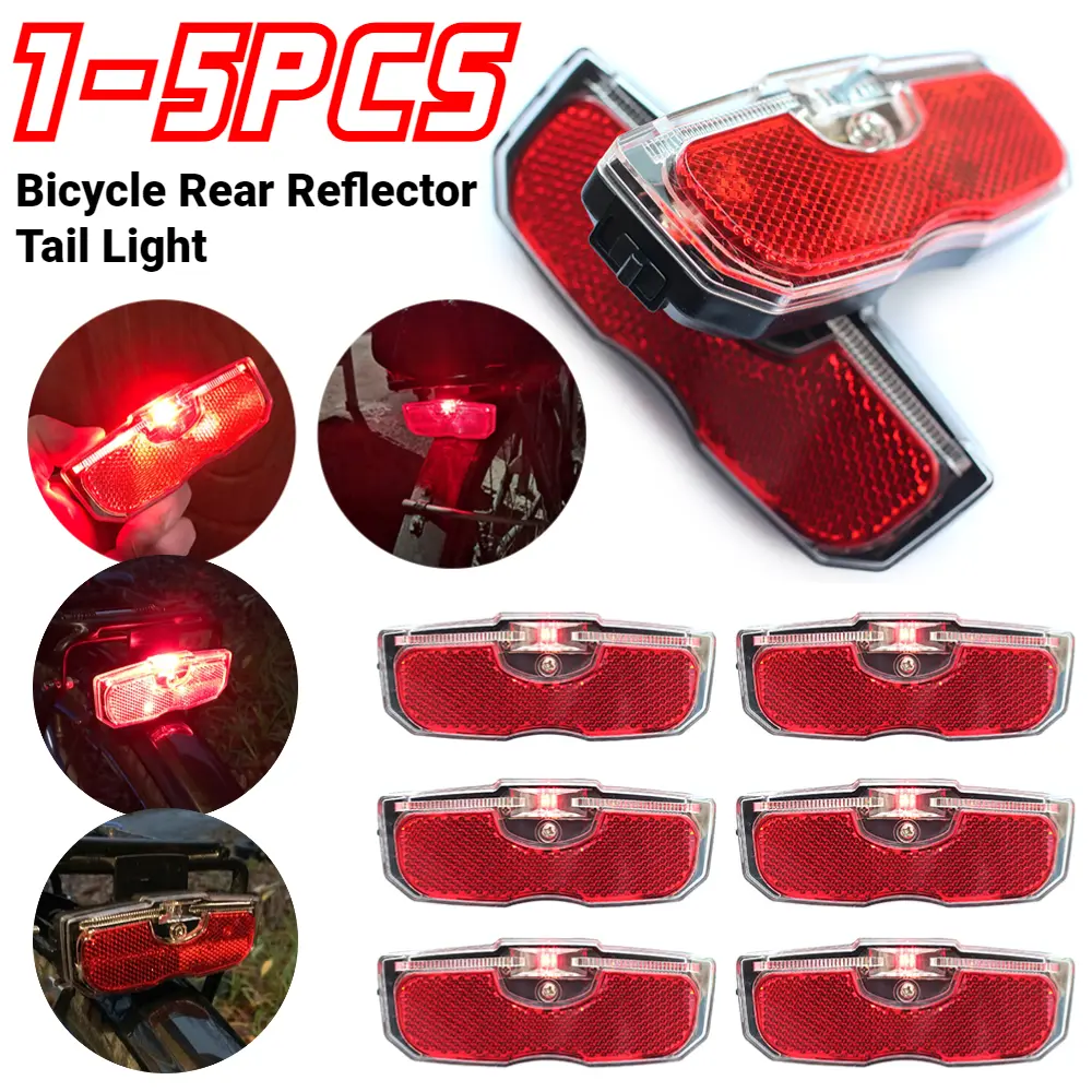 1-5PCS Bicycle Rear Reflector Taillight Mountain Bike Luggage Rack Reflective Light Safety Riding Warning Reflector Bike Light