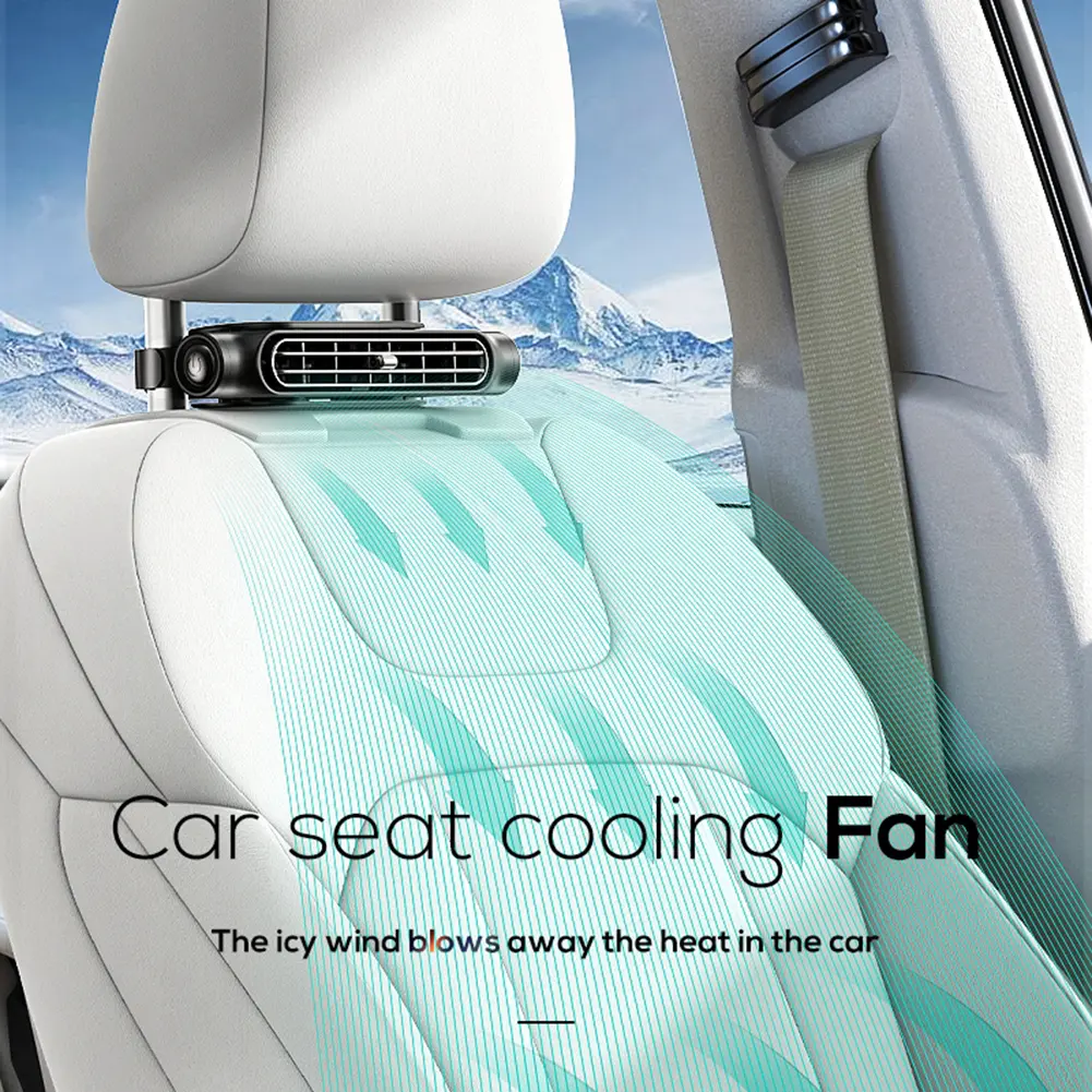 Car Headrest Fan USB Powered Car Seat Fan Backseat Cooling Fan 3 Speeds Adjustable Car Interior Rear Headrest Fan Circulator