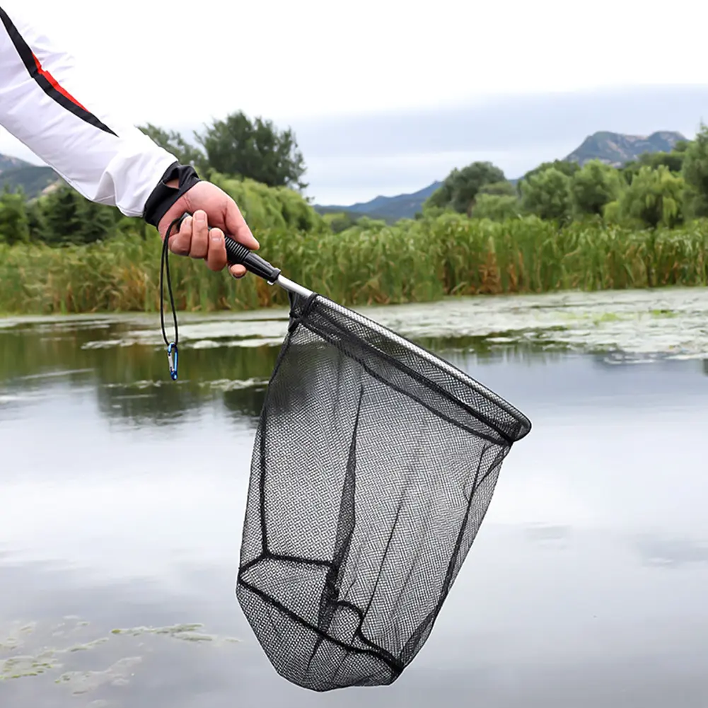 50cm Trout Fishing Landing Net Frame Nylon Mesh Fly Trap for Fishing Aluminum Alloy Pole Handle Outdoor Carp Fishing Equipment