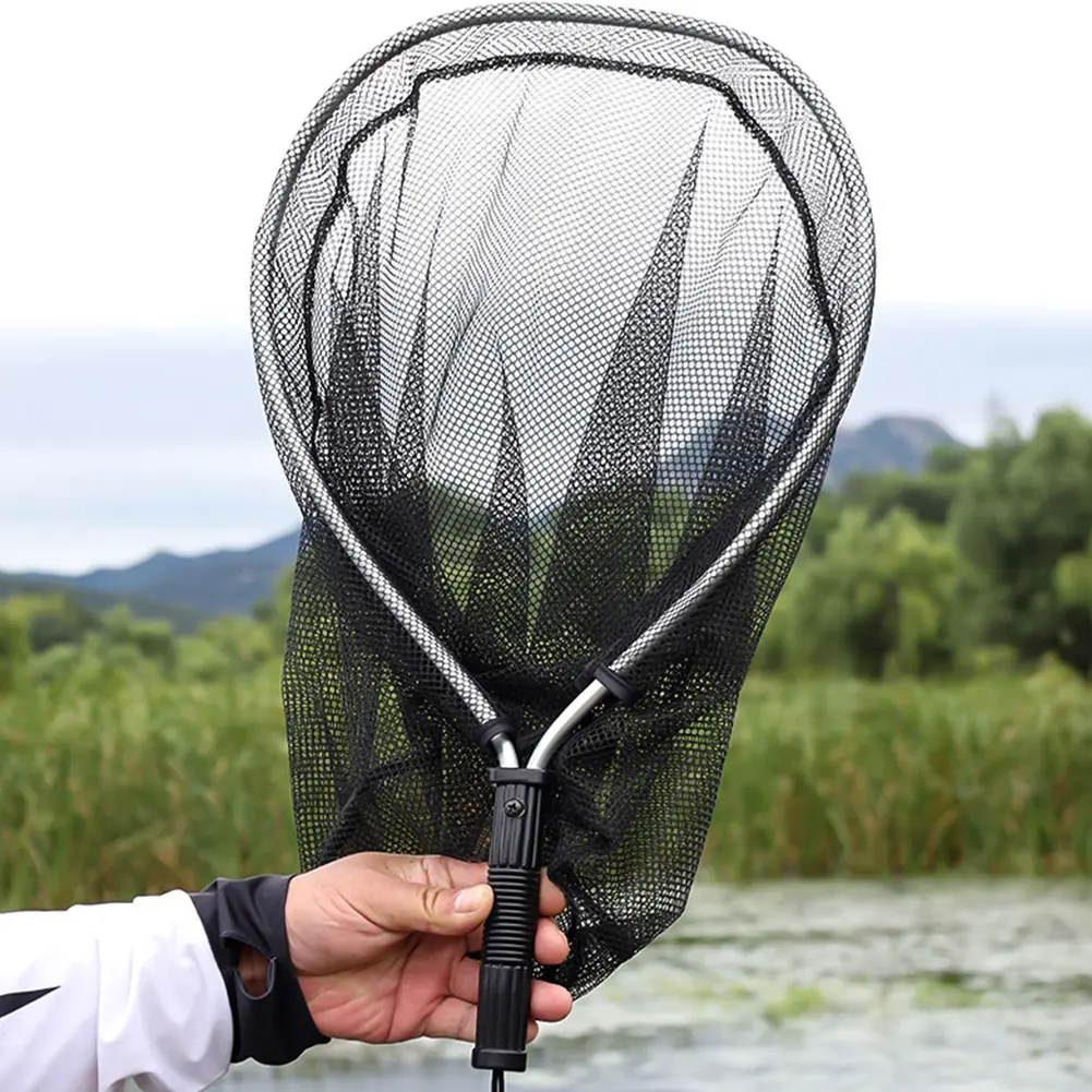 50cm Trout Fishing Landing Net Frame Nylon Mesh Fly Trap for Fishing Aluminum Alloy Pole Handle Outdoor Carp Fishing Equipment