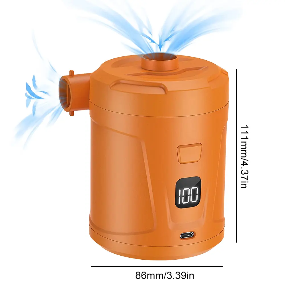 Electric Air Pump 5200mAh Battery Portable Air Pump 4300Pa Fast Air Filling Inflator Blower 3 Nozzles for Air Boat Swimming Ring