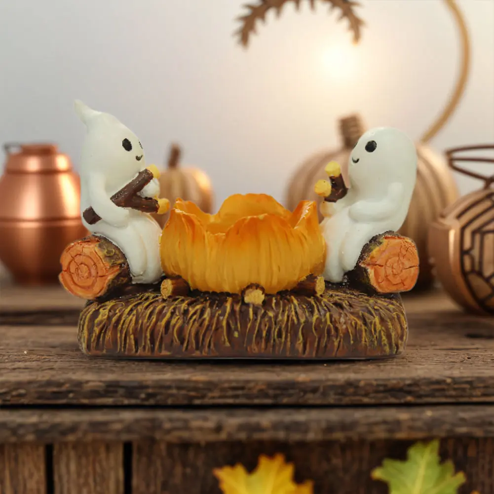 1/2PCS Ghost Candle Holders Halloween Ghost Campfire Flickering Candle Holder Decorative Tealight Candlestick Table Decoration