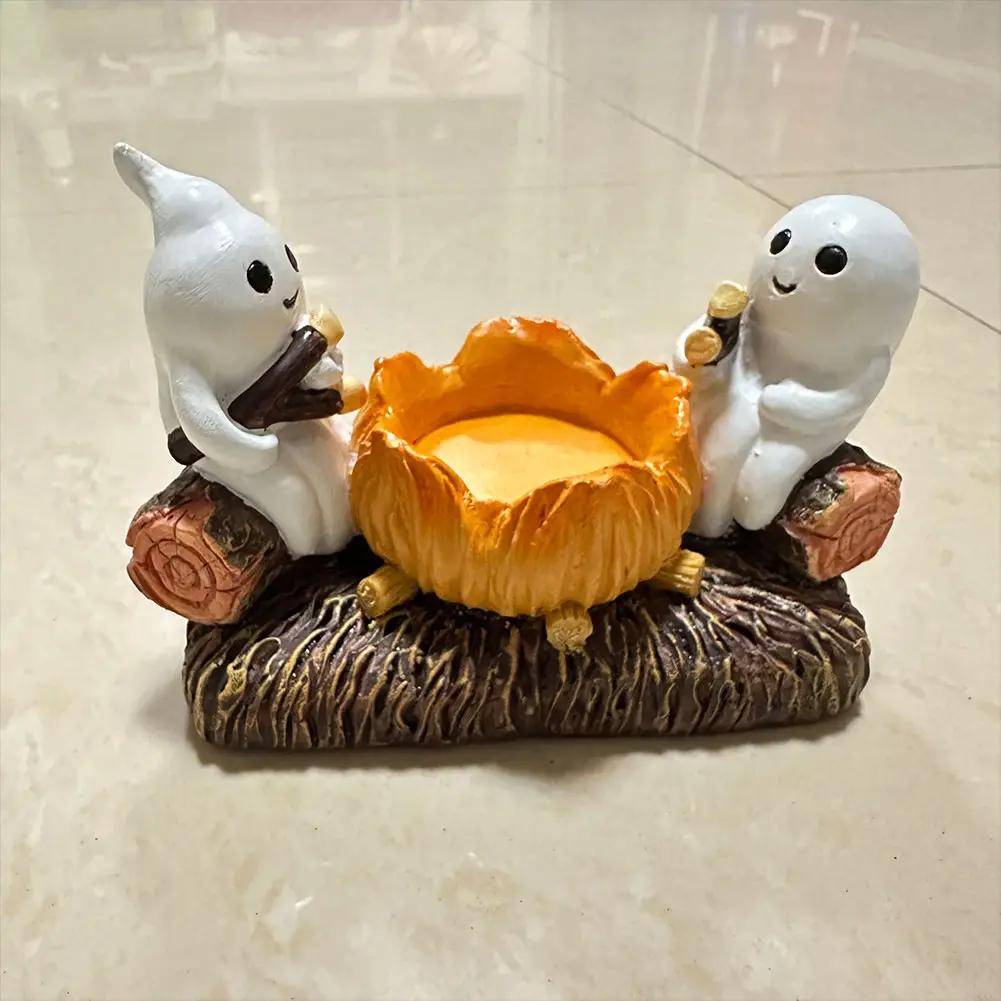 1/2PCS Ghost Candle Holders Halloween Ghost Campfire Flickering Candle Holder Decorative Tealight Candlestick Table Decoration
