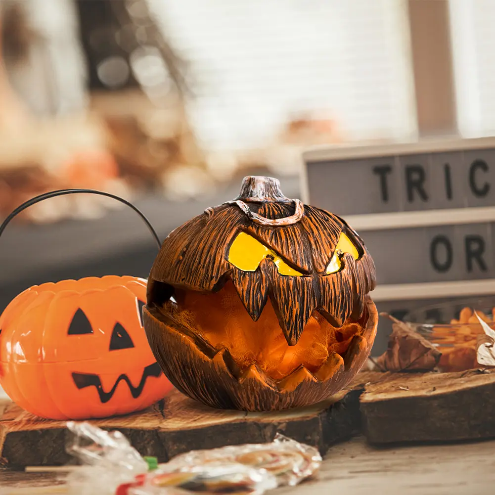 Halloween Thrilling Pumpkin Decoration Sound Lifting Pumpkins Head Light Halloween Decoration Haunted House Props Party Supplies