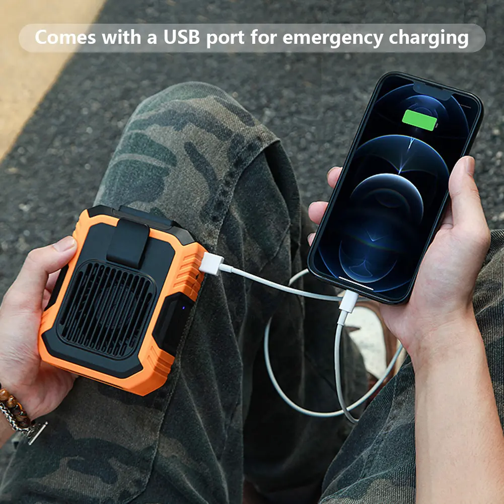 Portable Clip-on Waist Fan USB Rechargeable Cooling Waist Clip Fan Wearable Personal Fan for Outdoor Camping Fishing Working
