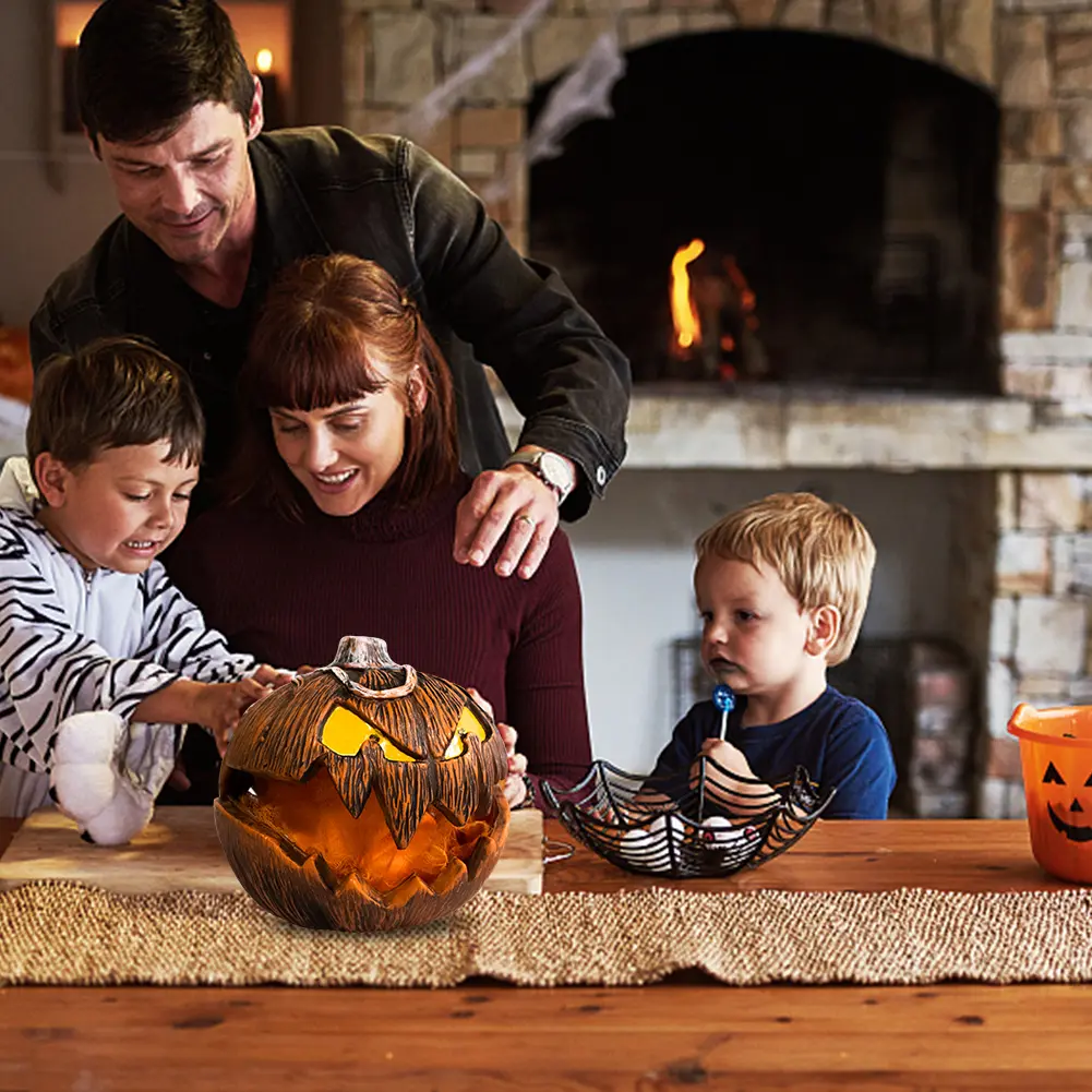 Halloween Thrilling Pumpkin Decoration Sound Lifting Pumpkins Head Light Halloween Decoration Haunted House Props Party Supplies