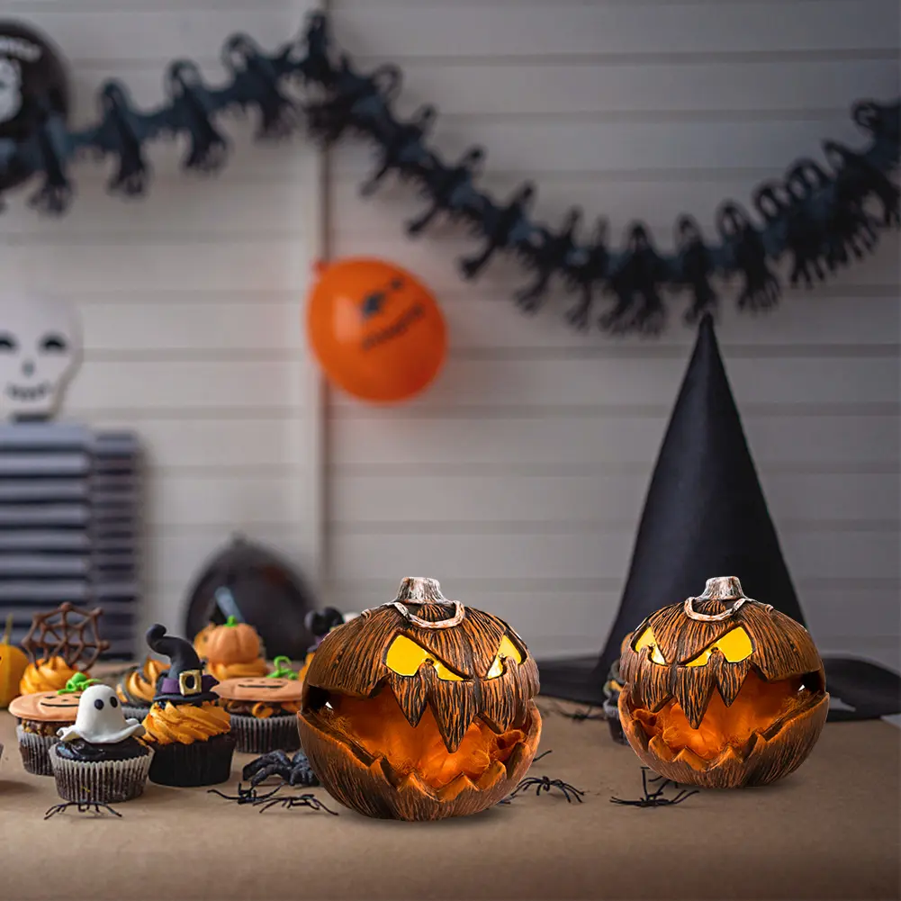 Halloween Thrilling Pumpkin Decoration Sound Lifting Pumpkins Head Light Halloween Decoration Haunted House Props Party Supplies