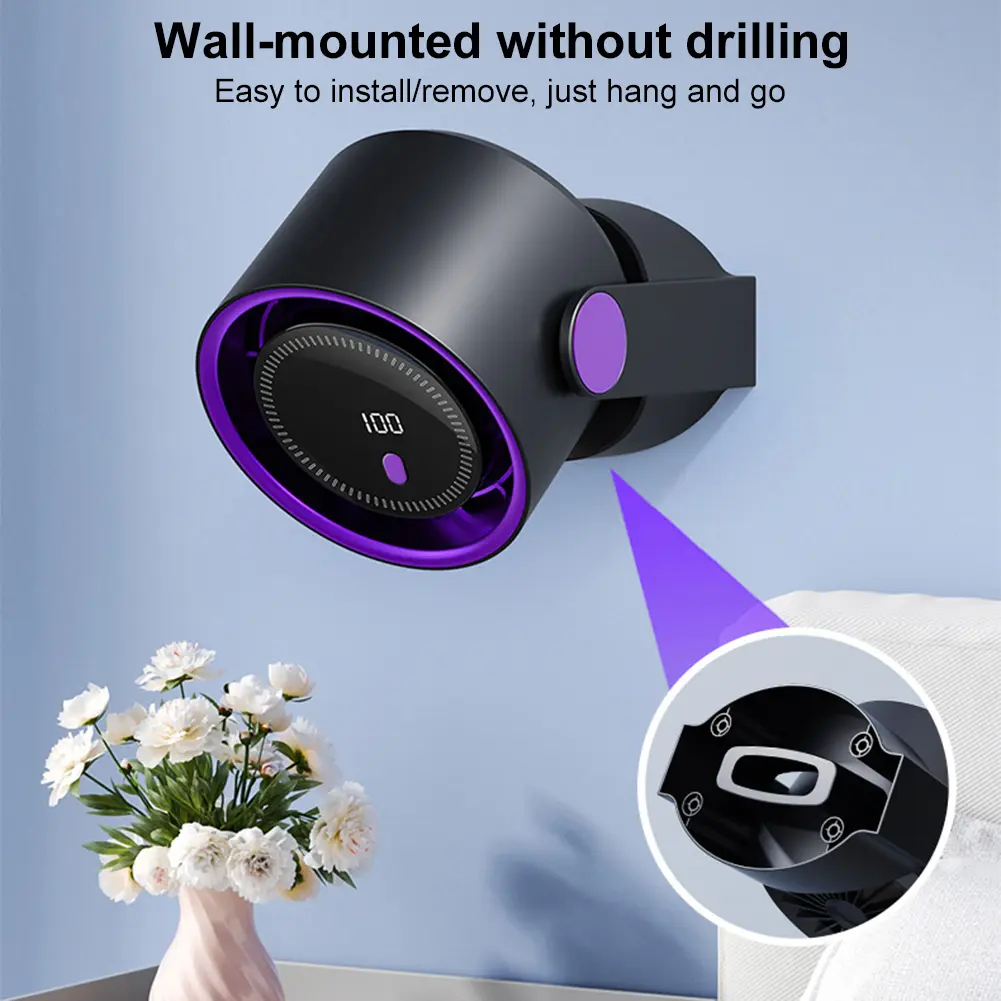 Portable Bladeless Desktop Fan 100 Level Digital Display Electric Fan 1200mAh Rechargeable Personal Fan Silent Air Conditioner
