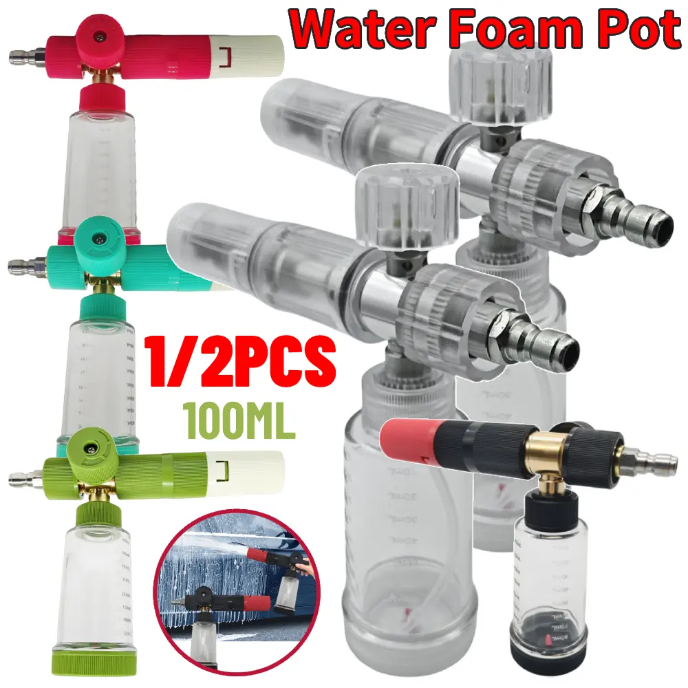 2/1PC 100ml Water Foam Pot with 1/4 Inch Quick Connector 4500PSI Adjustable Pressure Washer Gun Car Wash Liquid Foam Sprayer Pot