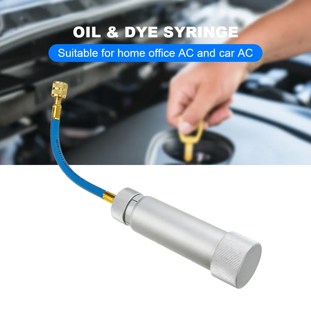 Car Oil Injection Tool 1/4 Inch Sae Auto Oil Dye Injector R134A Refrigerant Fluid Filler Tube for Vehicle Home Air Conditioner