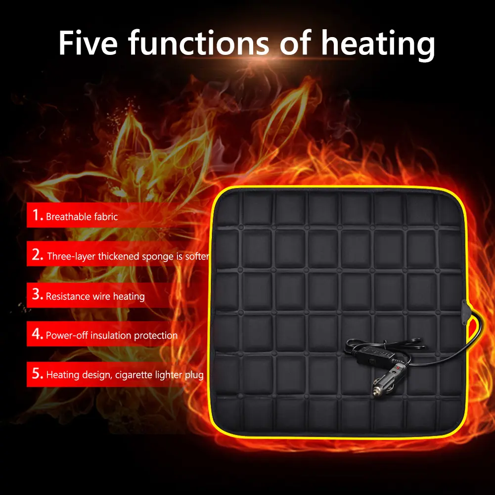 12V Car Seat Heated Cover Electric Heating Pads 40W Adjustable Temperature Heated Car Seat Cushion Non-slip Auto Seat Warmer Mat