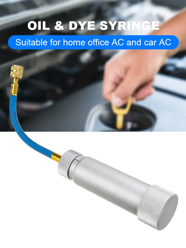 Car Oil Injection Tool 1/4 Inch Sae Auto Oil Dye Injector R134A Refrigerant Fluid Filler Tube for Vehicle Home Air Conditioner