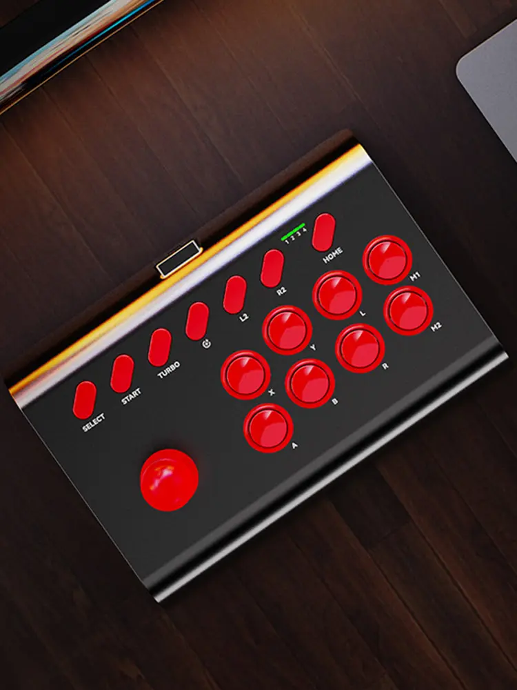 Fighting Game Joystick with Stretchable Bracket Games Console 3-mode Connection Macro/TURBO Function for PS4/PS3/Xbox One/Switch