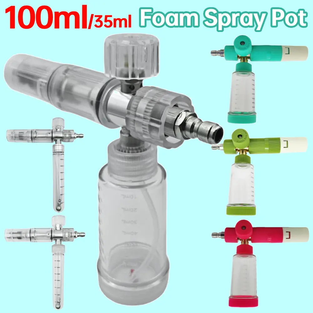 Water Foam Pot with 1/4Inch Quick Connector Adjustable Pressure Foam Spray Pot 35ml/100ml Car Washing Liquid Foam Spray Bottle