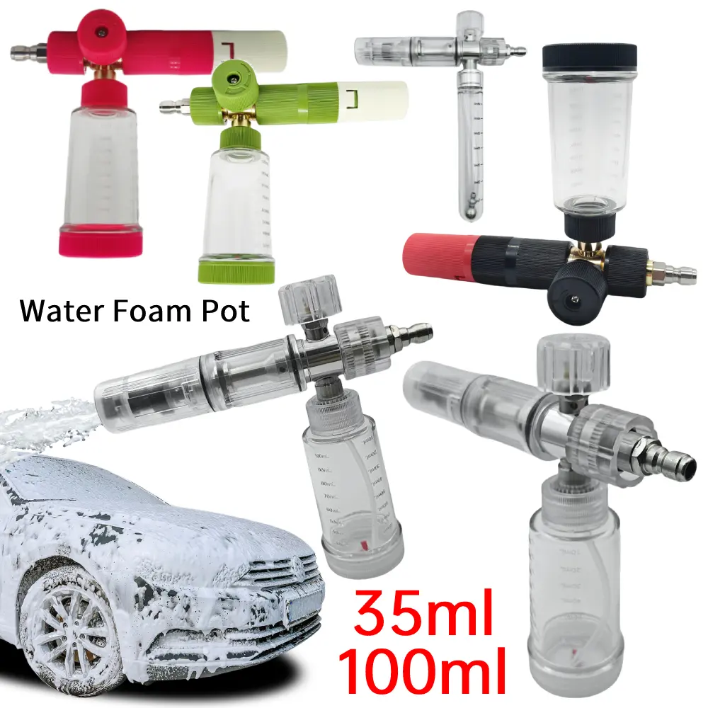 Water Foam Pot with 1/4Inch Quick Connector Adjustable Pressure Foam Spray Pot 35ml/100ml Car Washing Liquid Foam Spray Bottle