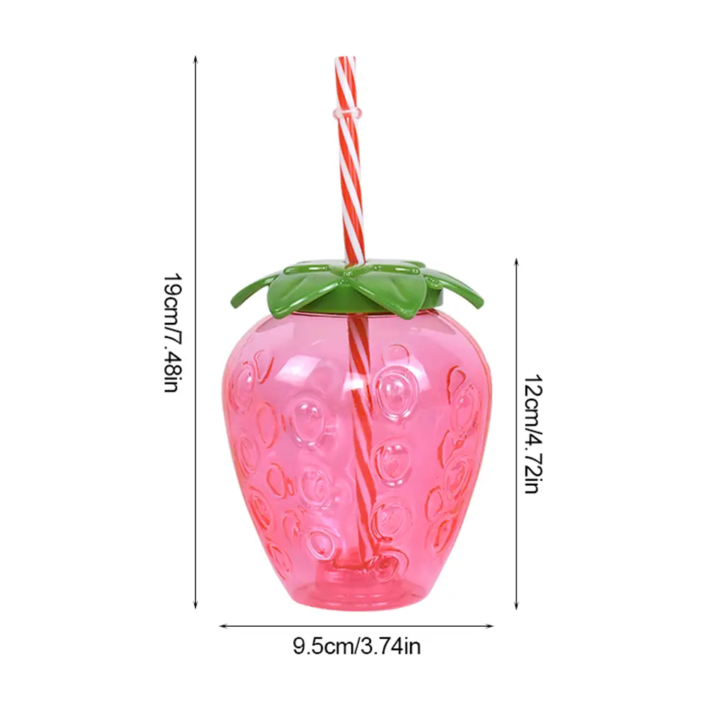 3/6pcs Cold Beverage Mug 500ml Pineapple/Strawberry Shape Tropical Summer Cups with Straw Creative Birthday Party Decoration