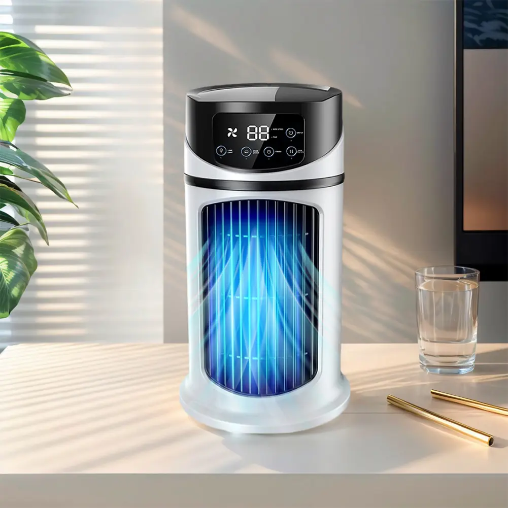 Portable Mini Air Conditioner Fan Water Cooling Fan Air Cooler 6 Speeds Adjustable Air Conditioning Desk Fan for Home Office