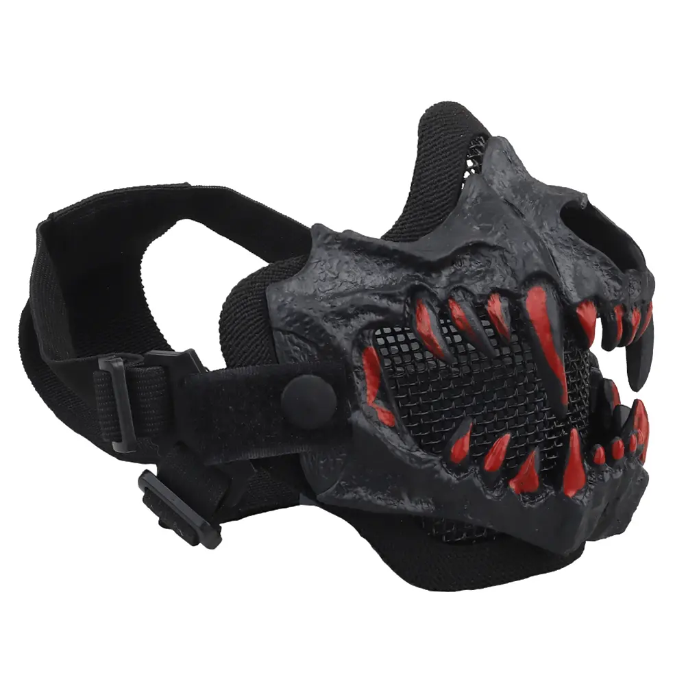 Halloween Half Face Skull Mask Adjustable Half-face Airsoft Mask Breathable Headwear Halloween Horror Props Festival Party Favor