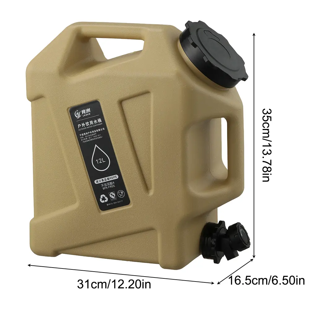 12-5L Camping Water Container Large Capacity Faucet Driving Water Tank  Food-Grade Water Storage Carrier Portable Water Bag