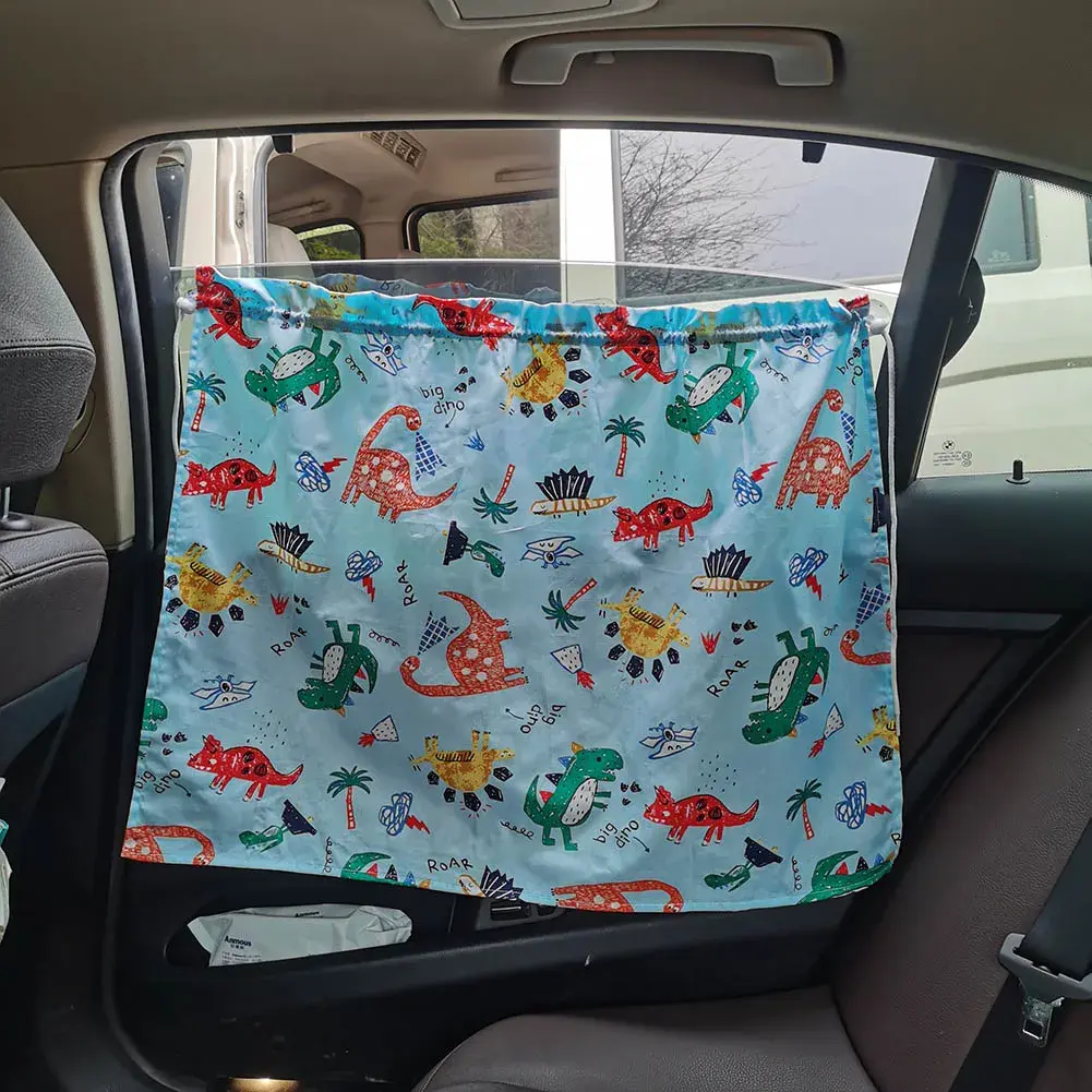 Suction Cup Curtain UV Protection Cute Cotton Baby Car Window Sunshade Cover Suction Cup Sliding Curtain for Kid Baby Children