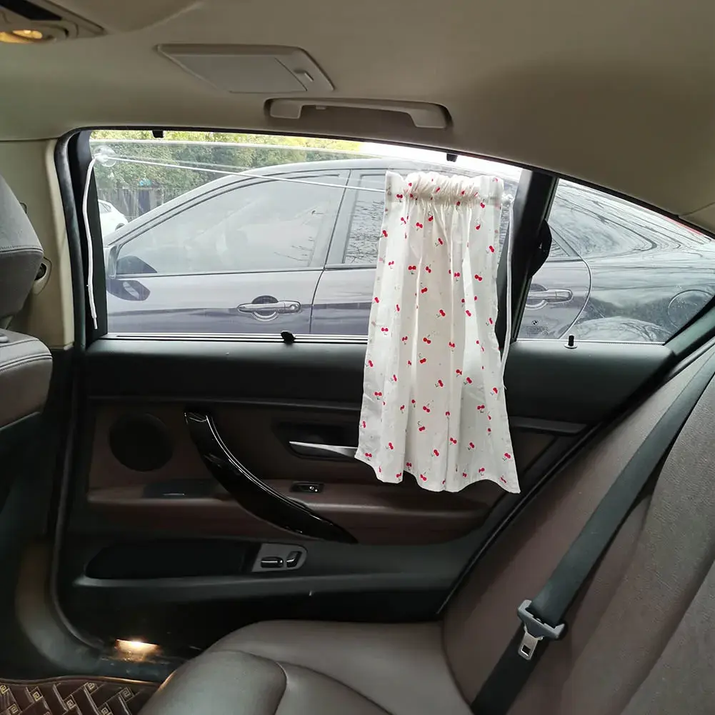 Suction Cup Curtain UV Protection Cute Cotton Baby Car Window Sunshade Cover Suction Cup Sliding Curtain for Kid Baby Children