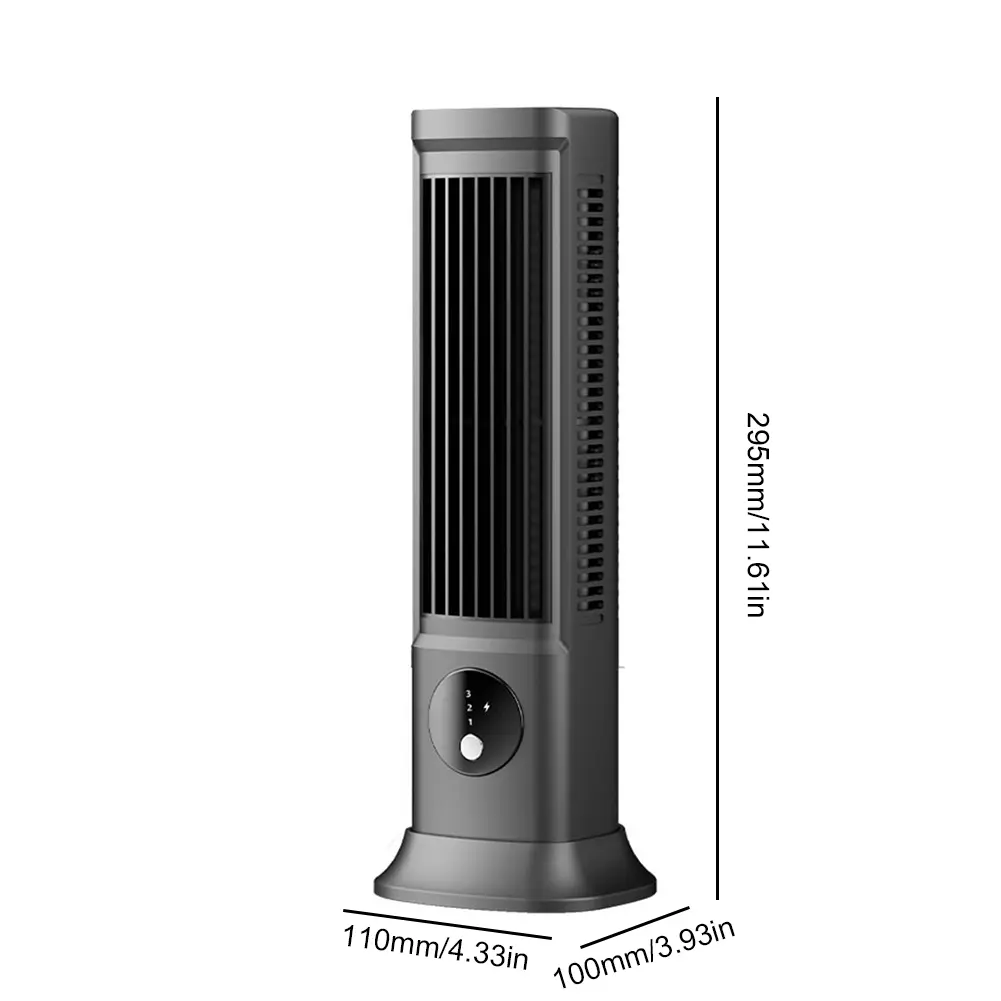 Portable Desktop Tower Fan Vertical Horizontal Cooling Bladeless Tower Fan 3 Speed USB Rechargeable Electric Fan Air Conditioner