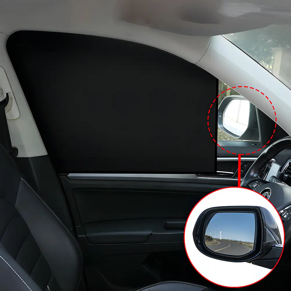 2Pcs Car Sunshade Curtains Foldable Magnetic Heat Insulation Cloth Cover Side Window Cover Sun Visor Front Rear Auto Accessories