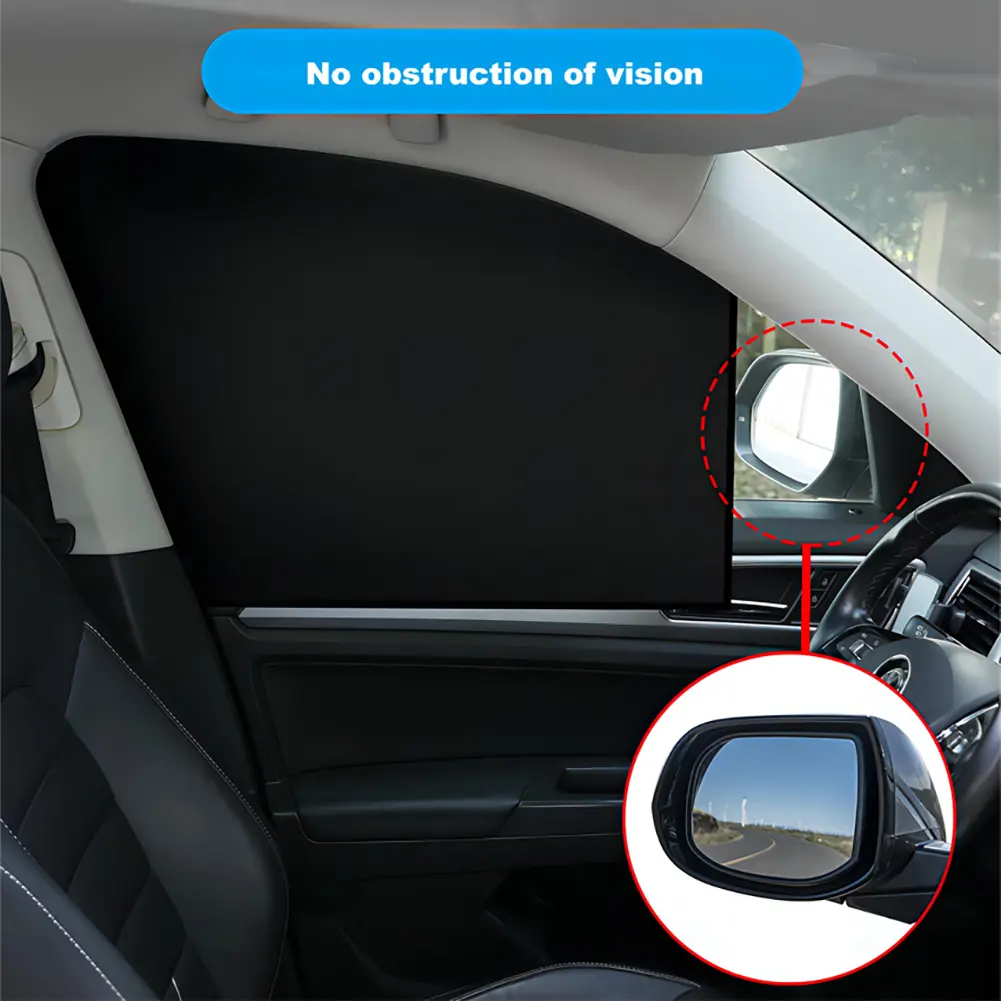 2Pcs Car Sunshade Curtains Foldable Magnetic Heat Insulation Cloth Cover Side Window Cover Sun Visor Front Rear Auto Accessories