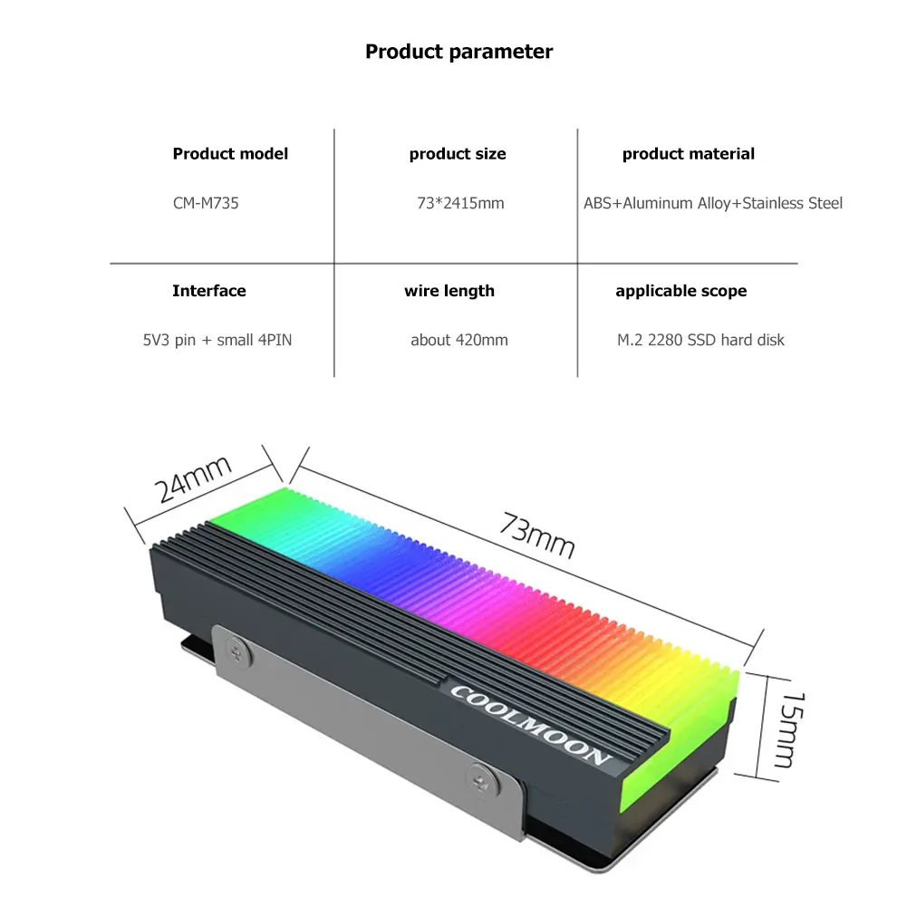 GPU Water Cooling System Waterblock CM-M7S ARGB SSD Heatsink Cooler M.2 2280 Solid State Hard Disk Radiators