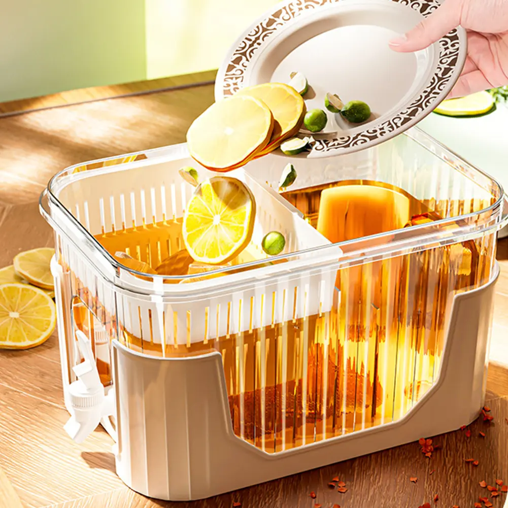 1/2PCS Cold Water Pitcher Fridge Beverage Dispenser Detachable Base 4.5L Cold Water Jug with Faucet Portable Juice Jug for Home