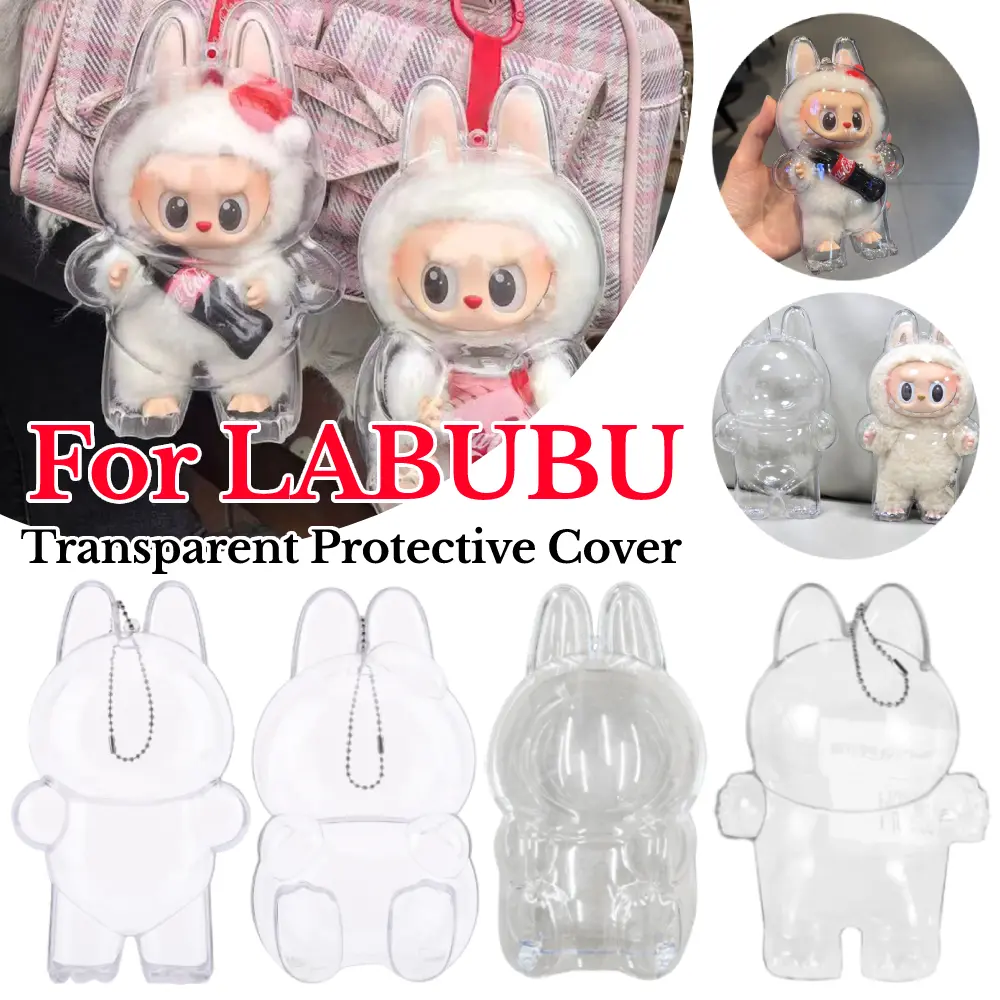 For LABUBU V1 V2 Transparent Protective Cover Dust-proof Plushie Display Case for Labubu Standing/Sitting Series Vinyl Doll Case