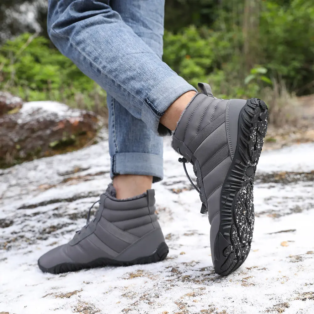 Winter Snow Boots Non Slip Trekking Shoes Waterproof Running Sneakers Thickened Casual Barefoot Shoes for Travel Climbing Hiking