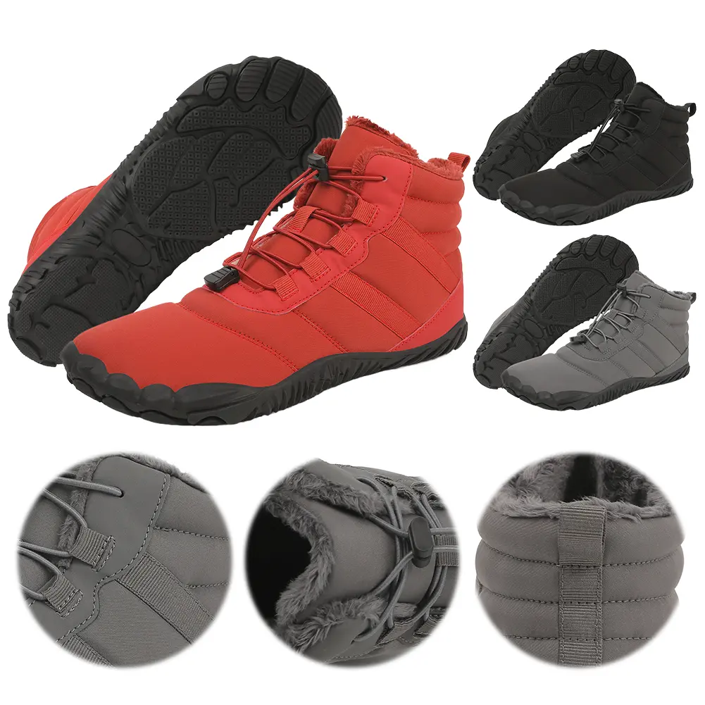 Winter Snow Boots Non Slip Trekking Shoes Waterproof Running Sneakers Thickened Casual Barefoot Shoes for Travel Climbing Hiking