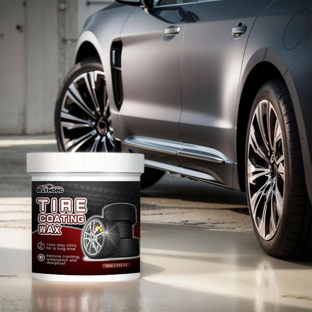 100g Auto Tire Cleaning Wax Brightening Car Detailing Rim Cleaner Renovate Tire Gloss Coating Tire Shine Wax Vehicle Accessories