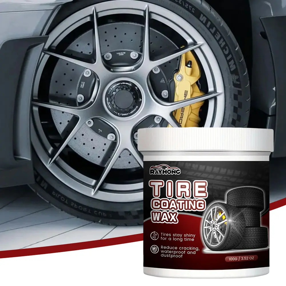 100g Auto Tire Cleaning Wax Brightening Car Detailing Rim Cleaner Renovate Tire Gloss Coating Tire Shine Wax Vehicle Accessories