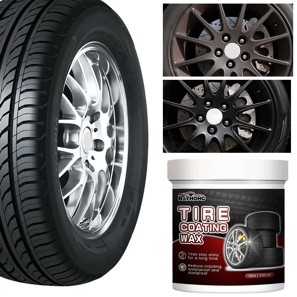 100g Auto Tire Cleaning Wax Brightening Car Detailing Rim Cleaner Renovate Tire Gloss Coating Tire Shine Wax Vehicle Accessories