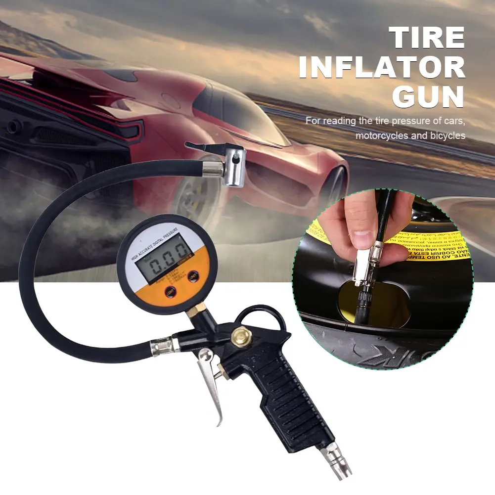 0-16Bar/220PSI Car Tire Pressure Inflator Gauge LCD Digital Display Tire Air Pressure Tester Car Motorcycle Tire Repair Tool