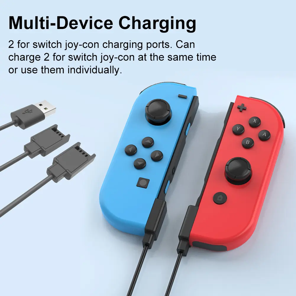 USB Charger Cable for Joycon Controller 2 in 1 Portable Charging Cable 2.5M Charging Cord for Switch Controller Charger