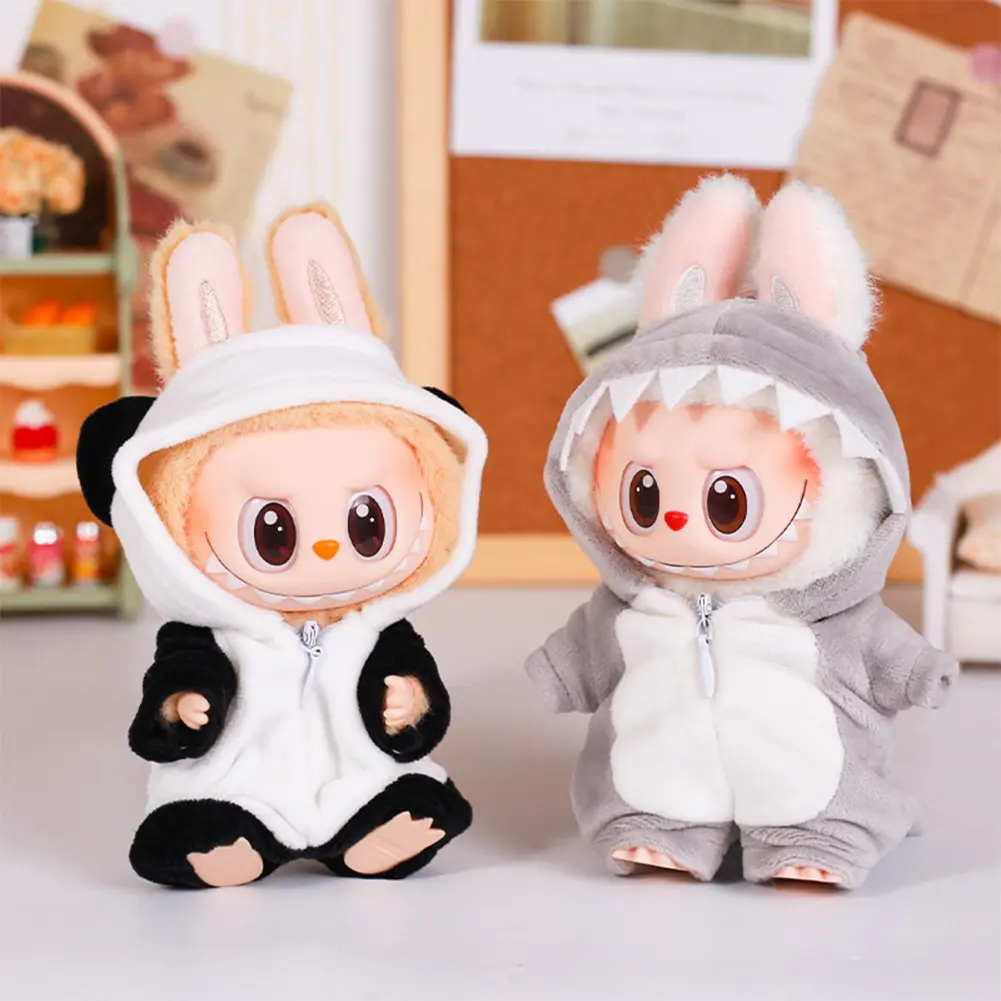 Plush Doll Clothes For Labubu V1V2 17cm Mini Plush Dolls Clothing Kit One Size Wedding Dress Jumpsuit Set Outfit Accessories