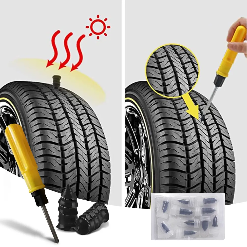 40/20 Pcs Tire Repair Rubber Nail with Screwdriver Set Fast Tool Self-Service Tire Repair Nail for Car Motorcycle