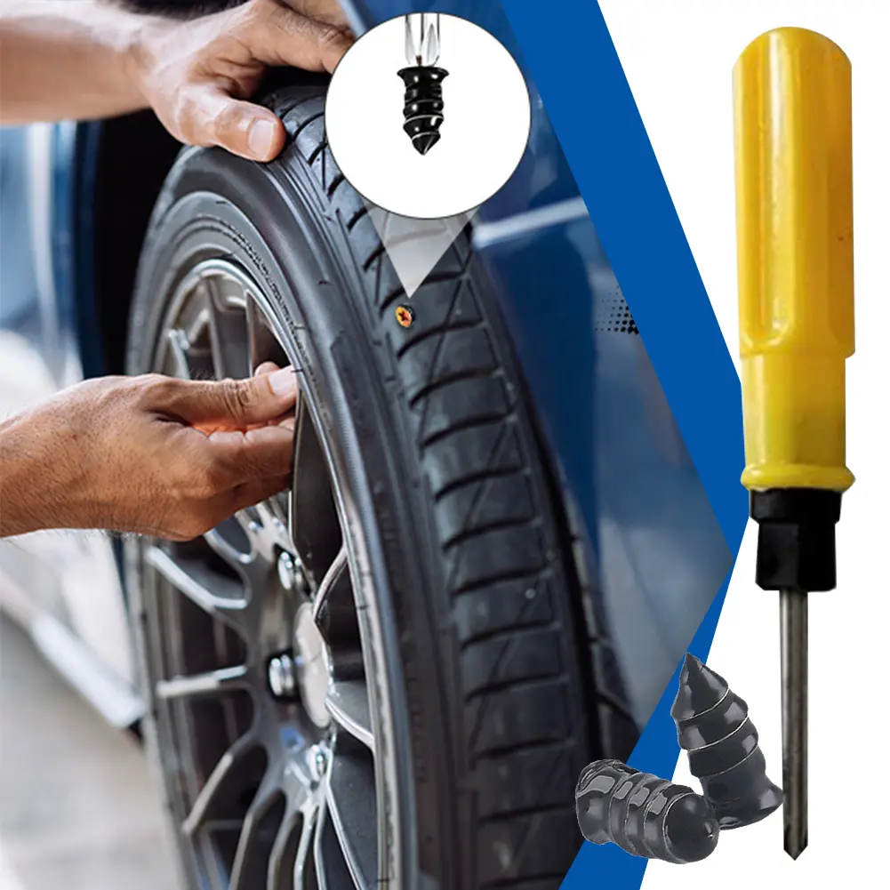 40/20 Pcs Tire Repair Rubber Nail with Screwdriver Set Fast Tool Self-Service Tire Repair Nail for Car Motorcycle