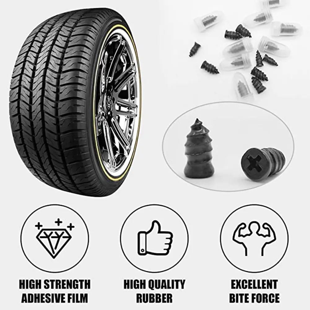40/20 Pcs Tire Repair Rubber Nail with Screwdriver Set Fast Tool Self-Service Tire Repair Nail for Car Motorcycle