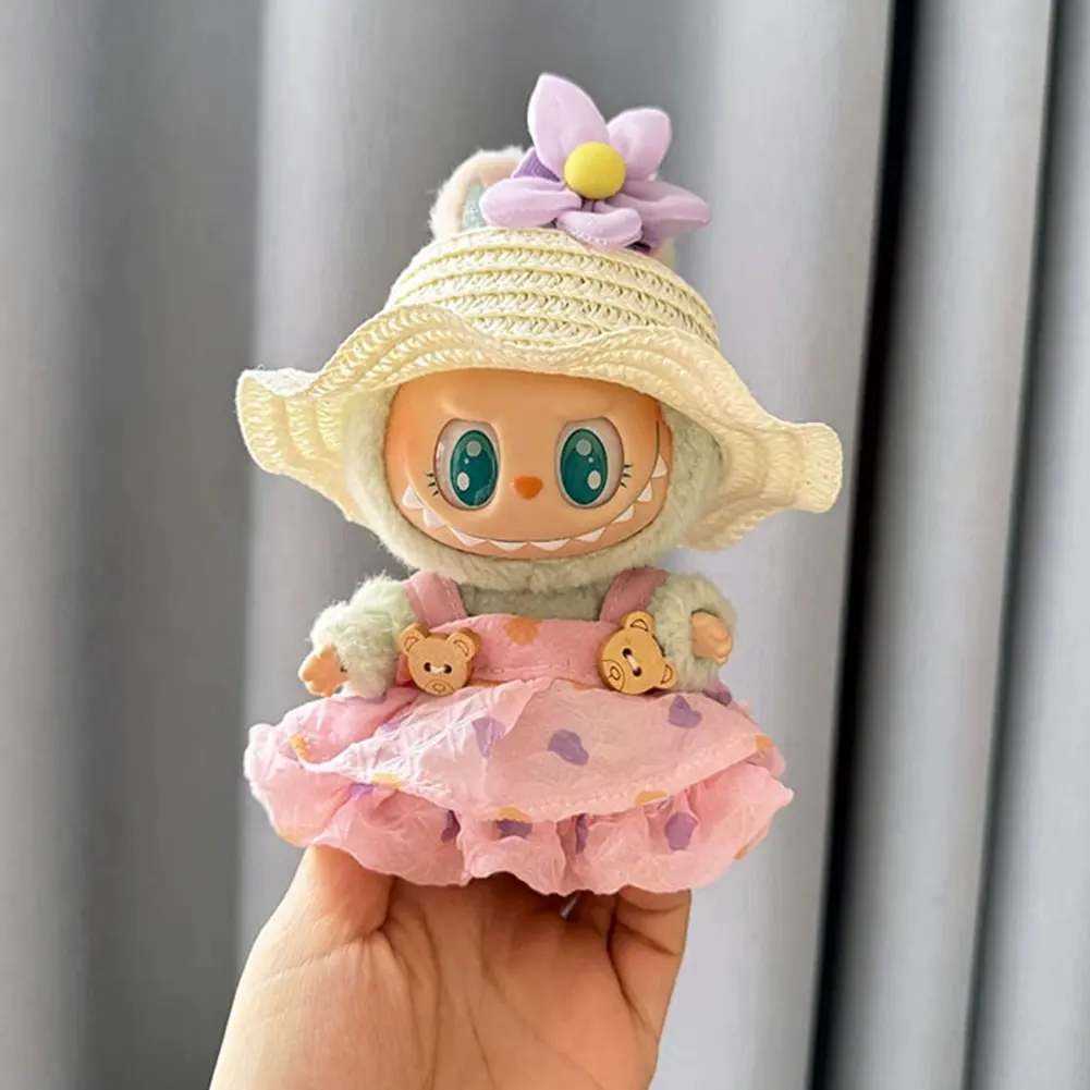 Plush Doll Clothes For Labubu V1V2 17cm Mini Plush Dolls Clothing Kit One Size Wedding Dress Jumpsuit Set Outfit Accessories