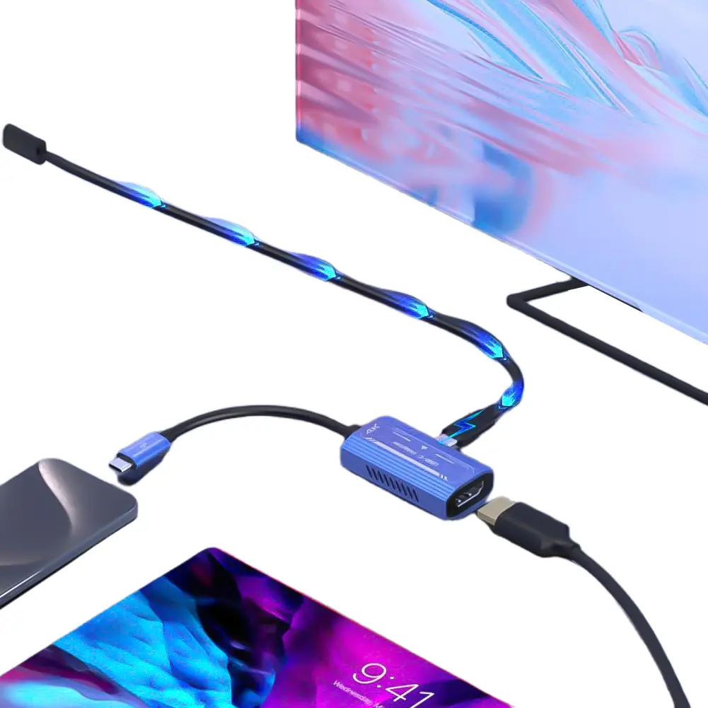 4K 60Hz HDMI-Compatible To Type C Converter DC 5V Aluminum Alloy for XREAL/Rokid Air AR Glasses for Switch/Steam Deck /ROG Ally