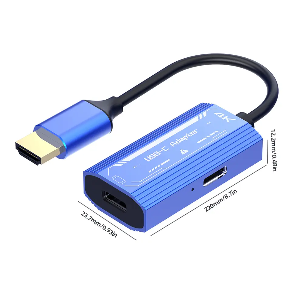 4K 60Hz HDMI-Compatible To Type C Converter DC 5V Aluminum Alloy for XREAL/Rokid Air AR Glasses for Switch/Steam Deck /ROG Ally