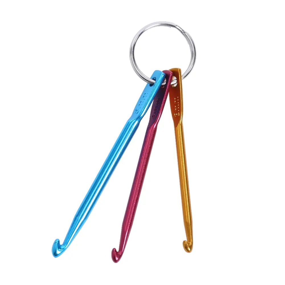 5Set 3pcs Mini Crochet Needles Aluminum Keychain Knitted Crochet Hooks  DIY Crafts Knitting Weaving Hair Needles Sewing Tool Set
