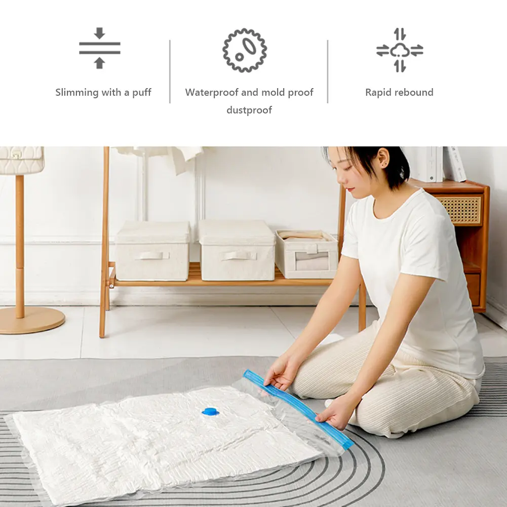 12/6PCS Vacuum Storage Bags Space-saving Compression Storage Bag with Hand Pump Reusable Quilt Vacuum Pack for Clothes Blankets