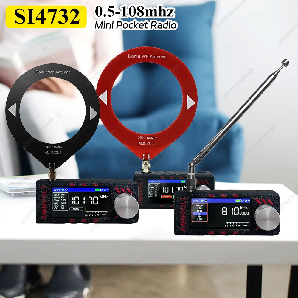 ATS MINI PRO SI4732 0.5-108MHz Pocket Mini Radio 1.9inch IPS Screen LSB USB FM AM All Band Radio Receiver SSB Radio with Antenna