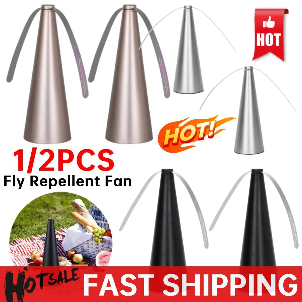 1/2PCS Fly Repellent Fan Pest Control Automatic Fly Fans Keep Flies Bugs Away From Food Fly Mosquito Repeller for Outdoor Picnic